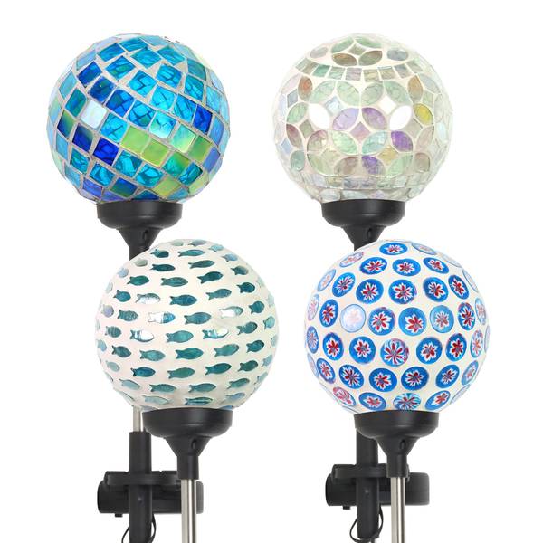 Photo of Solar Coastal Glass Mosaic Garden Stakes Assorment