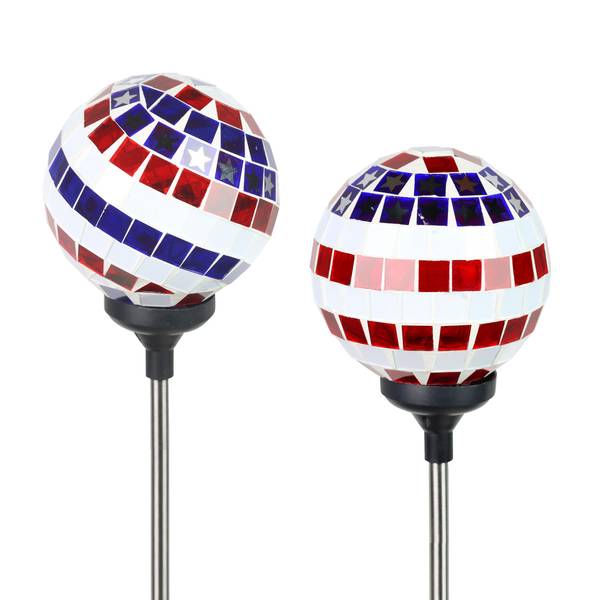 Photo of Solar Patriotic Mosaic Garden Stake Assortment