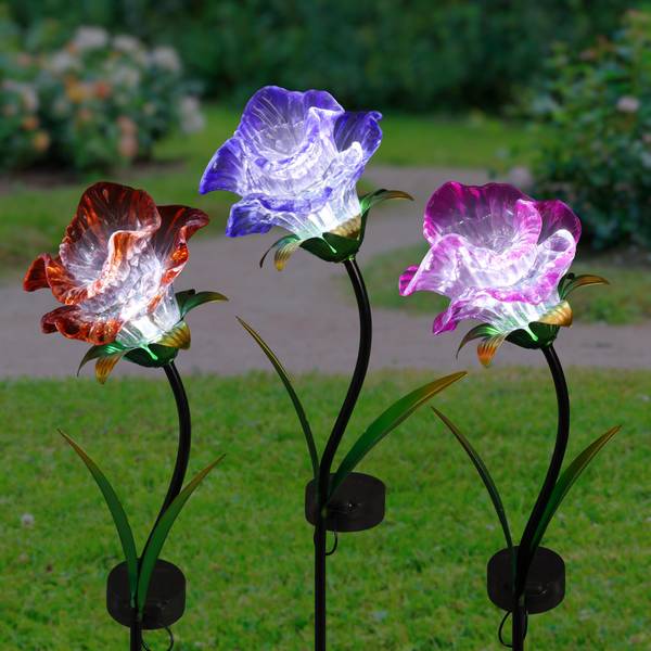  RoseGardenデイライト21.3cm6枚1990年 Exhart Solar Glass Rose Garden Stakes Assortment - 20738 | Blain's