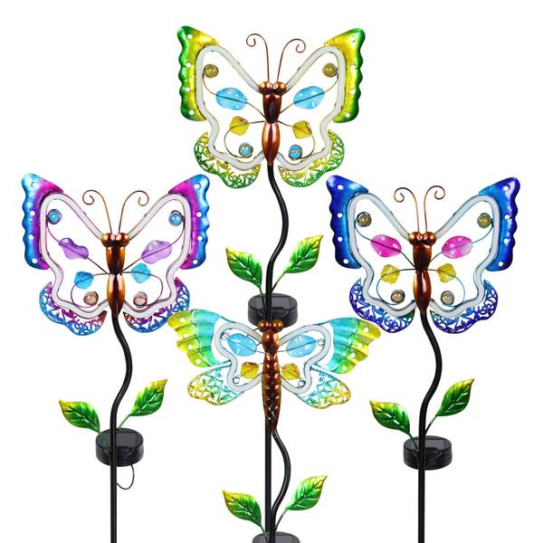 Photo of 35" Solar Metal Butterfly Garden Stake Assortment