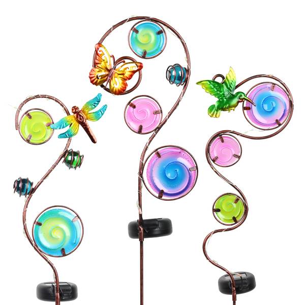 Photo of 5" Solar Curved Metal Garden Stake Assortment