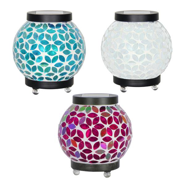 Photo of 5" Solar Pastel Glass Mosaic Accent Table Lantern Assortment