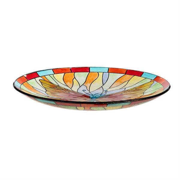 Photo of 18" Butterfly Stained Glass Birdbath