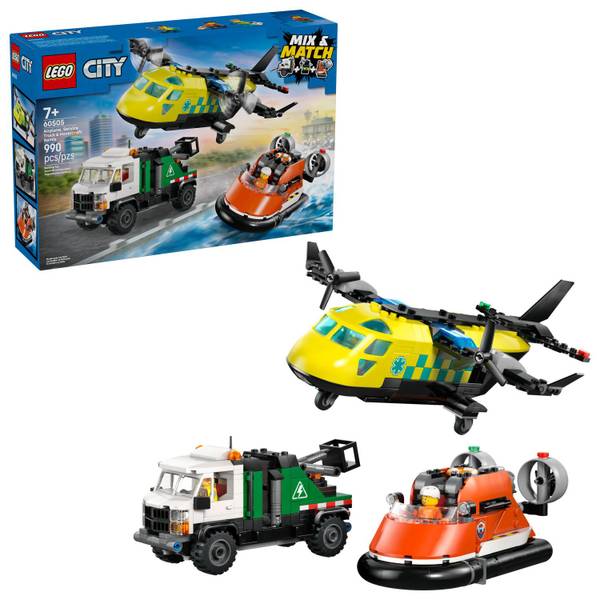 Photo of City Airplane, Service Truck & Hovercraft Remix 60505 Building Toy