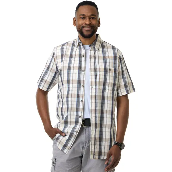 Work N' Sport Men's Short Sleeve Button Down Dobby Shirt - 25335