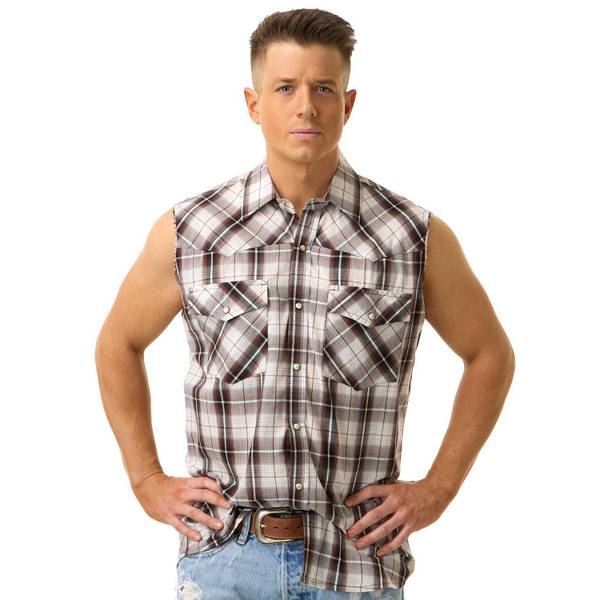Photo of Men's Sleeveless Western Plaid Shirt