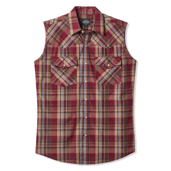 Photo of Men's Sleeveless Western Plaid Shirt