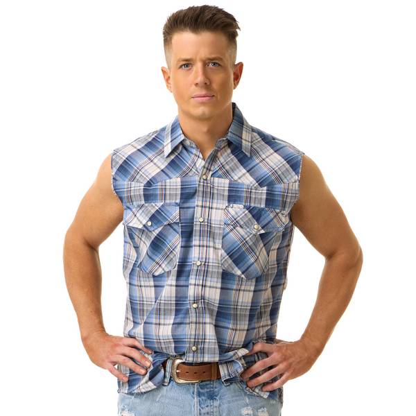 Photo of Men's Sleeveless Western Plaid Shirt