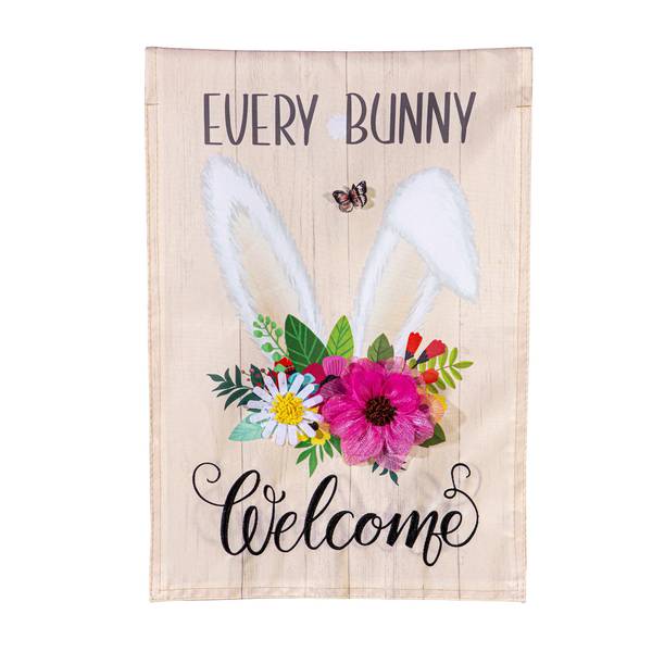 Photo of Every Bunny Welcome Applique Garden Flag
