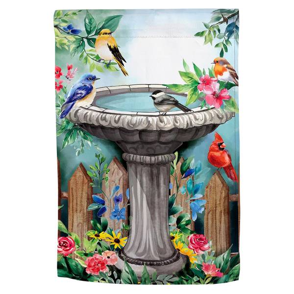 Photo of Bathing Songbirds Suede Garden Flag