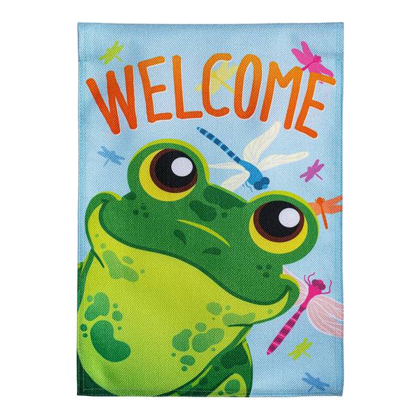 Photo of Friendly Frog Burlap Garden Flag