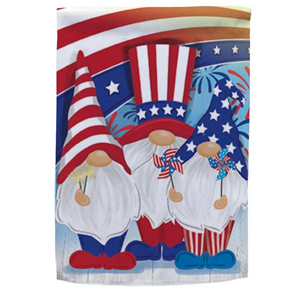 Photo of Patriotic Gnome Trio Applique Garden Flag