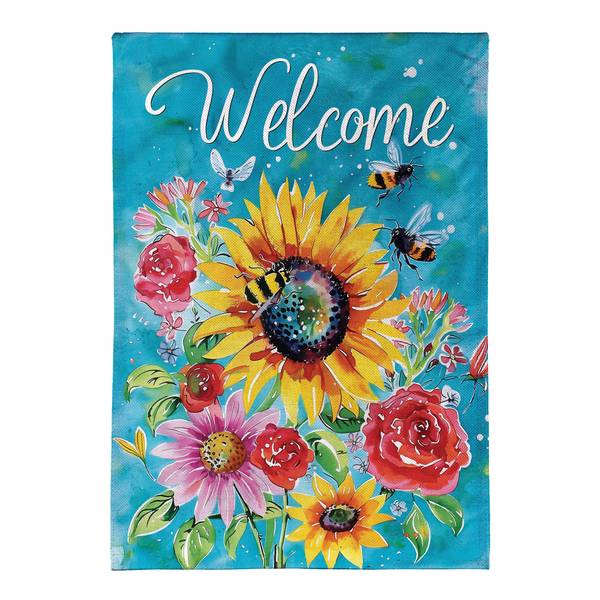 Photo of Colorful Summer Blooms Burlap Garden Flag