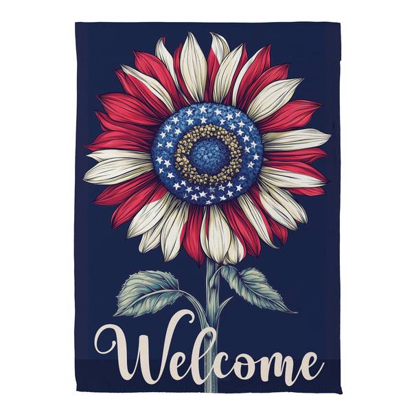 Photo of Patriotic Vibrant Sunflower Suede Garden Flag