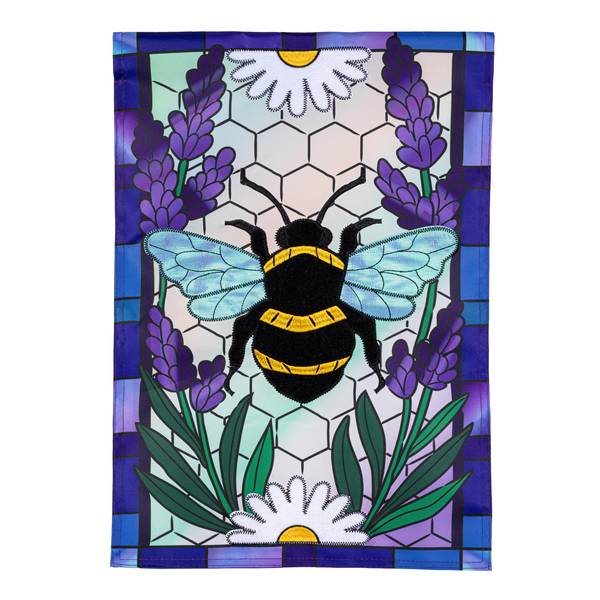 Photo of Lavender Honey Bee Applique Garden Flag