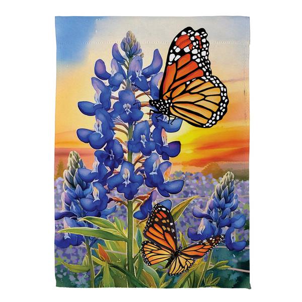 Photo of Bluebonnet & Butterfly Suede Garden Flag