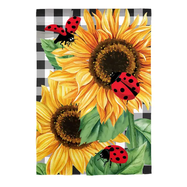 Evergreen Enterprises Sunflower Ladybugs Burlap House Flag