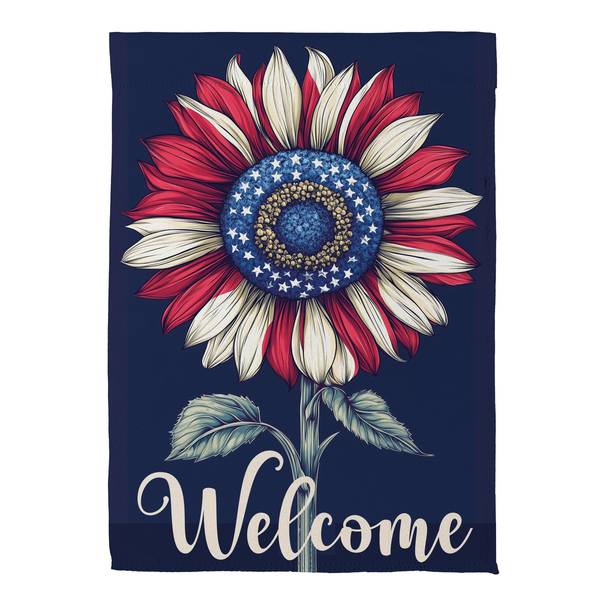 Photo of Patriotic Vibrant Sunflower Suede House Flag