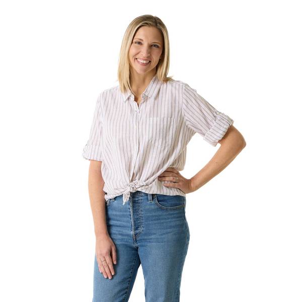 Photo of Women's 3/4 Sleeve Cotton Rayon Shirt With Roll Sleeve