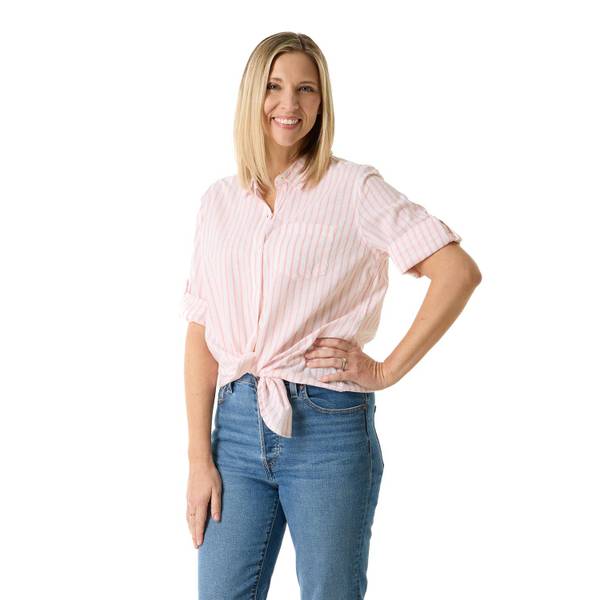 Photo of Women's 3/4 Sleeve Cotton Rayon Shirt With Roll Sleeve