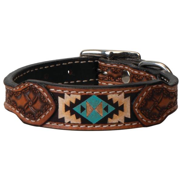 Photo of 3/4" x 17" Painted Aztec Leather Collar
