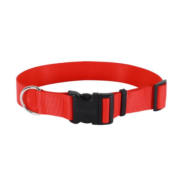 Photo of 1 1/2" x 18"-26" Large Red Adjustable Dog Collar with Plastic Buckle