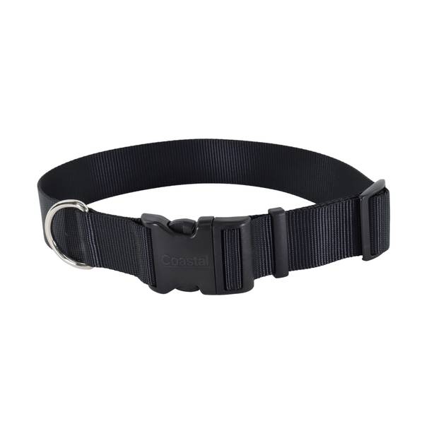 Photo of 1 1/2" x 18"-26" Large Black Adjustable Dog Collar with Plastic Buckle