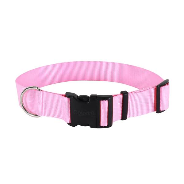 Photo of 1 1/2" x 18"-26" Large Bright Pink Adjustable Dog Collar with Plastic Buckle