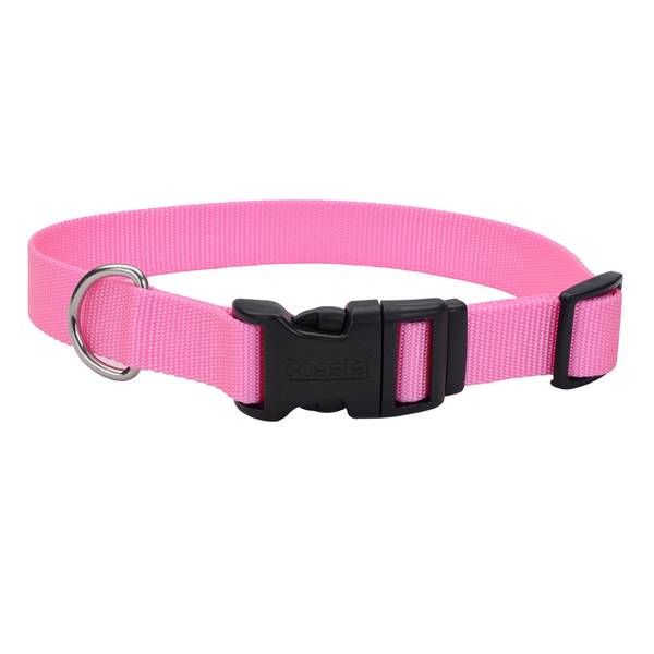 Photo of 5/8" x 10"-14" Small Bright Pink Adjustable Dog Collar with Plastic Buckle