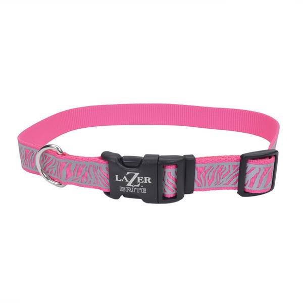 Photo of 1" x 18"-26" Pink Zebra Reflective Open-Design Adjustable Collar