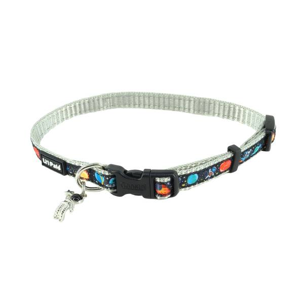 Photo of 3/8" x 6-8" Petite X-Small Li'l Space Explorers Charming Ribbon Overlay Dog Collar