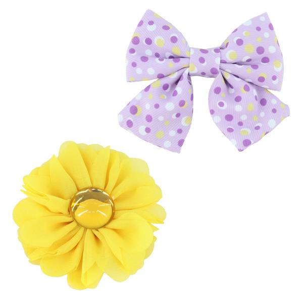Photo of 2-Pack Petite Yellow Flower/Lilac Bow Charming Embellishment
