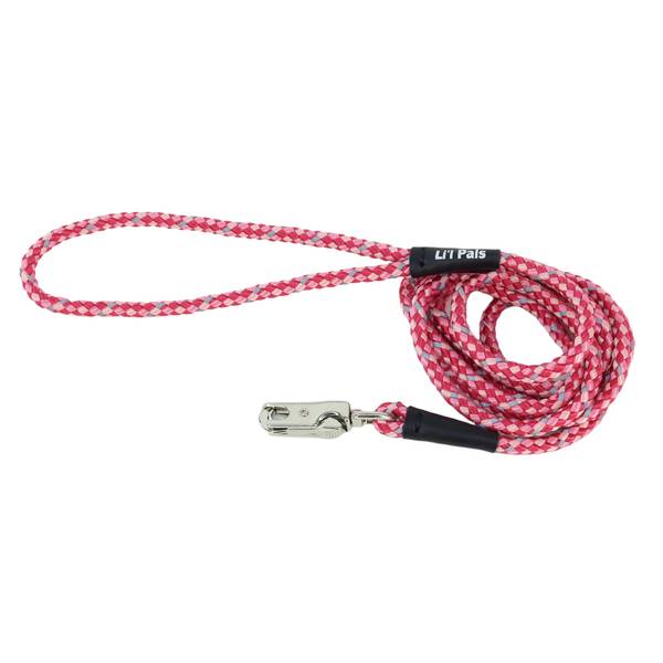 Photo of 1/4" x 6' Small Pink Posh Reflective Tri-Color Rope Dog Leash