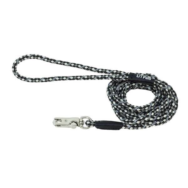 Photo of 1/4" x 6' Small Black/Grey Posh Reflective Tri-Color Rope Dog Leash