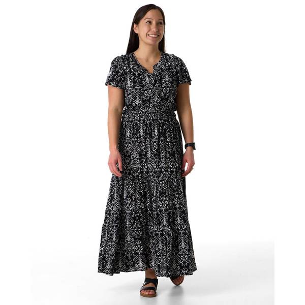 Photo of Women's Flutter Cap Sleeve Printed Tiered Dress