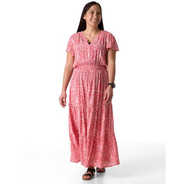 Photo of Women's Flutter Cap Sleeve Printed Tiered Dress