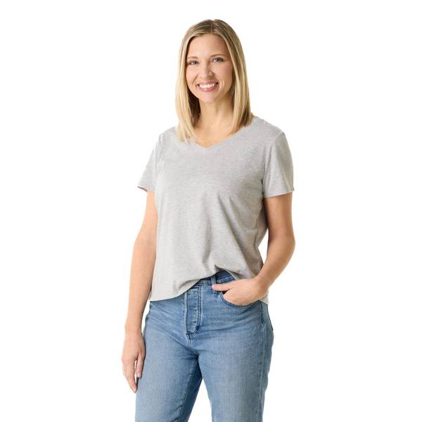 Photo of Women's V-Neck Short Sleeve Solid Slub Tee