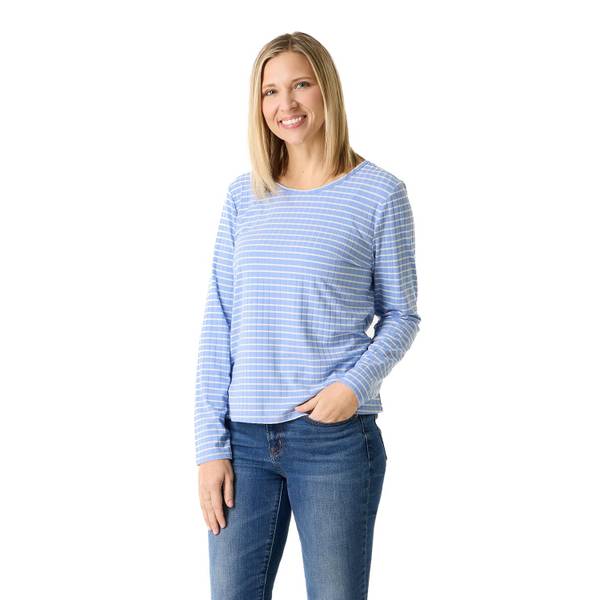 Photo of Women's Long Sleeve Stripe Rib Crew Neck Top