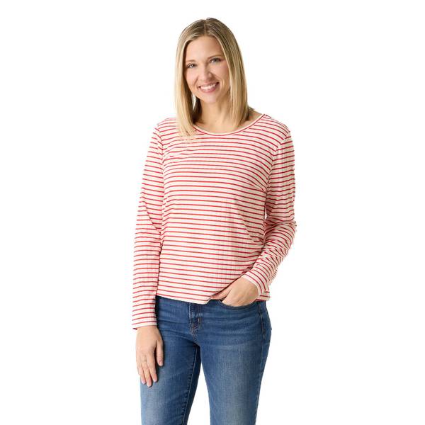 Photo of Women's Long Sleeve Stripe Rib Crew Neck Top