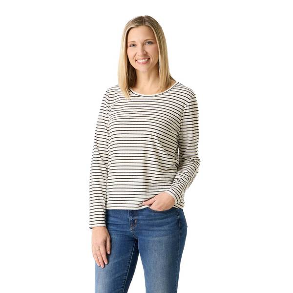 Photo of Women's Long Sleeve Stripe Rib Crew Neck Top