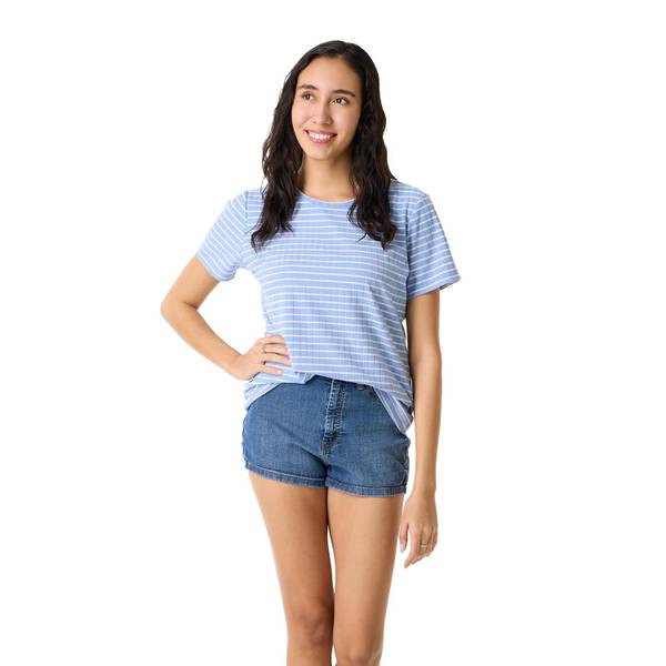 Photo of Women's Short Sleeve Stripe Rib Crew Neck Top