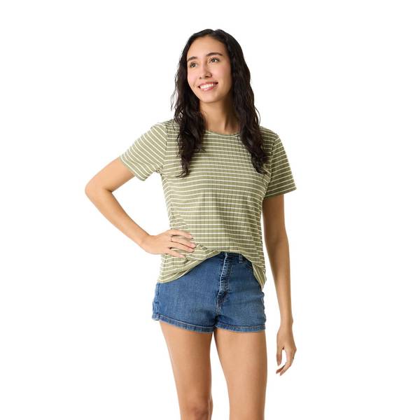 Photo of Women's Short Sleeve Stripe Rib Crew Neck Top