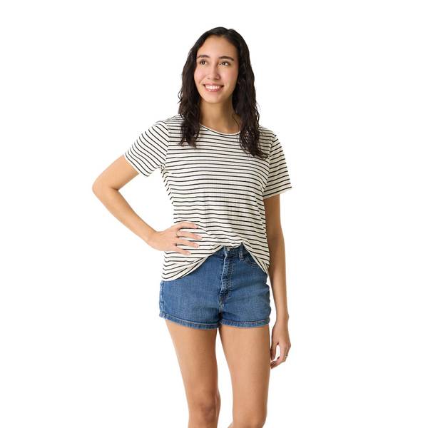 Photo of Women's Short Sleeve Stripe Rib Crew Neck Top