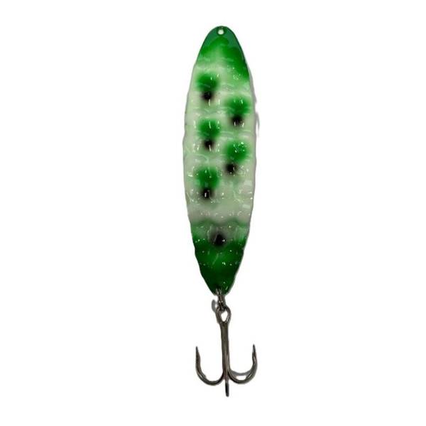 Photo of 5" Hammered Moonchips Magnum Trolling Spoon, Green Jeans Dots