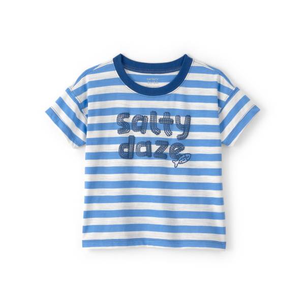 Photo of Toddler Boys 'Salty Daze' Striped Graphic Tee