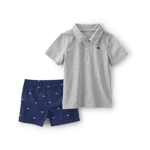 Photo of Toddler Boy's 2-Piece Dinosaur Polo Short Set
