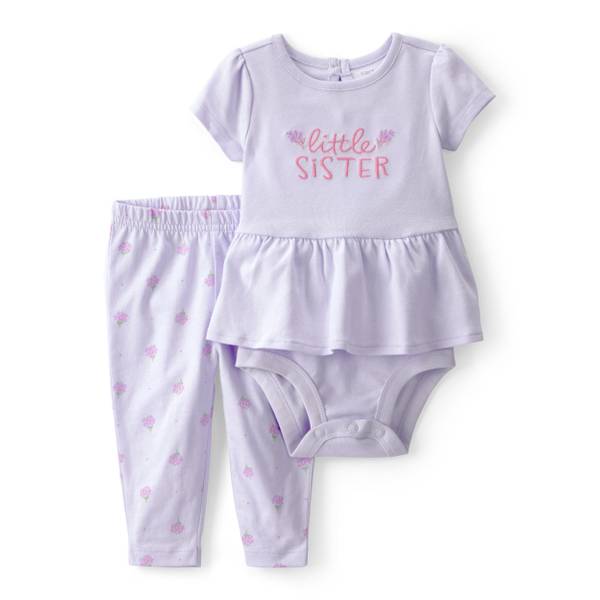 Photo of Infant Girls 2-Piece 'Little Sister' Bodysuit Pant Set