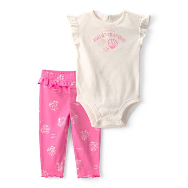 Photo of Infant Girls 2-Piece 'Mommy's Mini Treasure' Shell Bodysuit Pant Set
