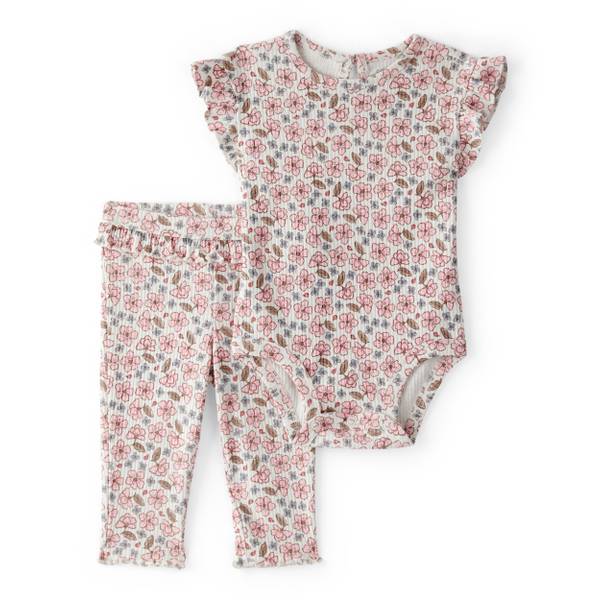 Photo of Infant Girl's Ruffle Floral Bodysuit/Pant Set