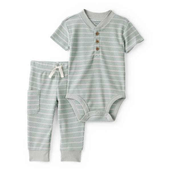 Photo of Infant Boys Stripe Thermal Bodysuit/Pant Set